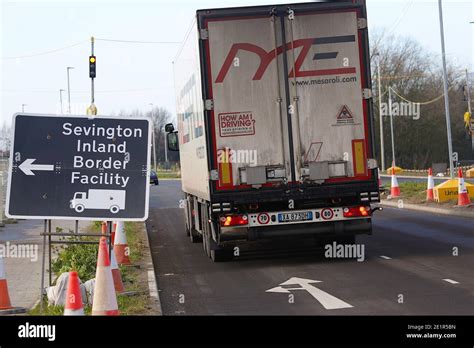 Ashford Kent Uk 09 January 2021 The Sevington Inland Border Facility Is Now Accepting A