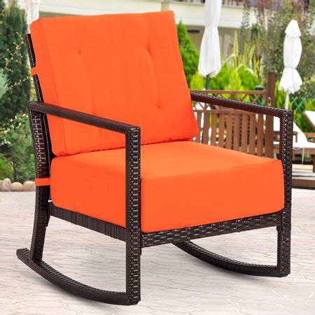 Outdoor rocker seat/back cushion(s) in sunbrella fabric. Gymax Patio Rattan Rocking Chair Rocker Armchair Outdoor ...