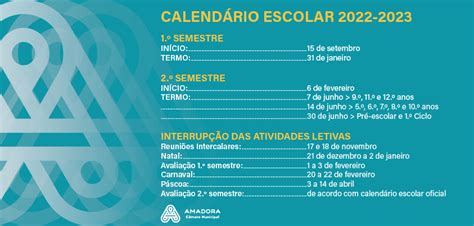 Conheça O Calendário Escolar 20222023 Para As Escolas Da Amadora