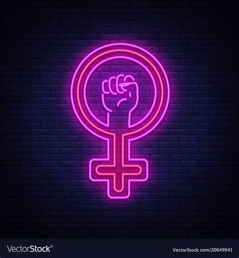 Female Gender Symbol Neon Sign Feminism Royalty Free Vector