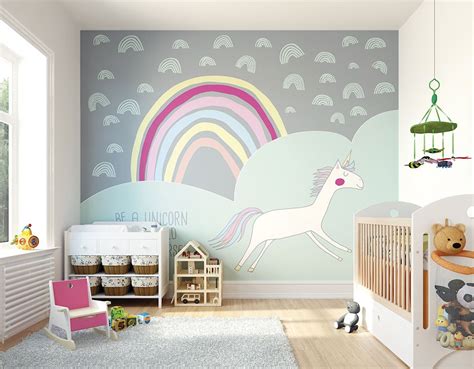Unicorn Wall Mural Wallpaper Mural Ohpopsi Kids Room Murals Girls