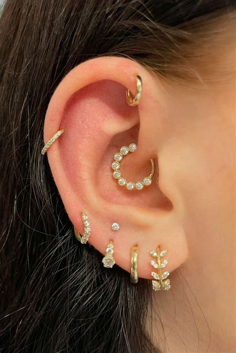 Cartilage Jewellery Inspiration Forward Helix Helix Daith Stacked