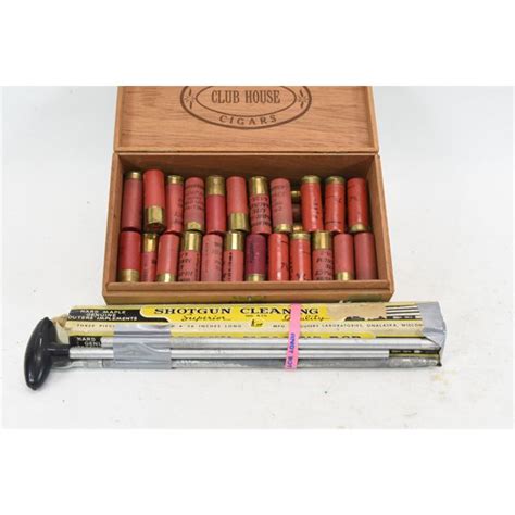 Wooden Box 49 Rounds Assorted 12 Gauge Shotgun Shells And Take Down