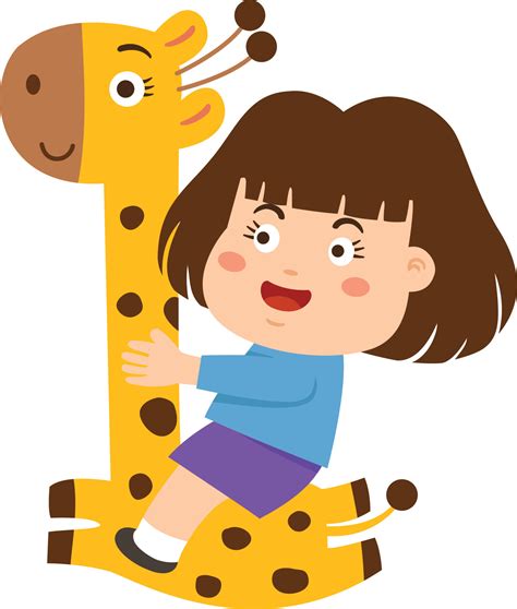 Cute Little Girl Riding Giraffe Vector Illustration 8152016 Vector Art