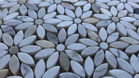 Calacatta Marble Daisy Flower Mosaic Tiles Marblemosaics