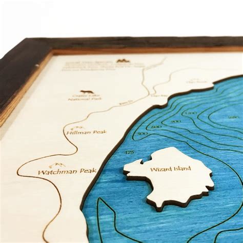 Crater Lake Or Single Depth Nautical Wood Map 11″ X 14
