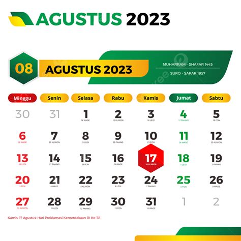 Kalender 2023 Agustus Lengkap Dengan Tanggal Merah Cuti Bersama Jawa