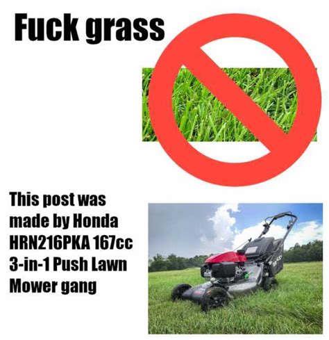 fuck grass this post was made by honda hrn216pka 167c 3 in 1 push lawn mower gang