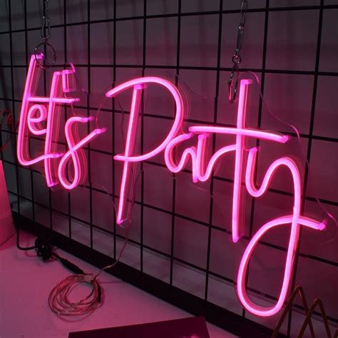 Let S Party Neon Sign 31 5 X 14 80 Cm X 36 Cm Pink In 2021 Custom Neon Signs Led