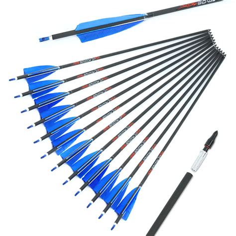 12pcs Id62mm 31 32inches Archery 100 Pure Carbon Arrows Spine 250 300