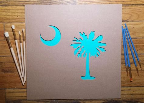 Palmetto Tree And Moon Stencilstop Wall Stencil Letters Tree Stencil