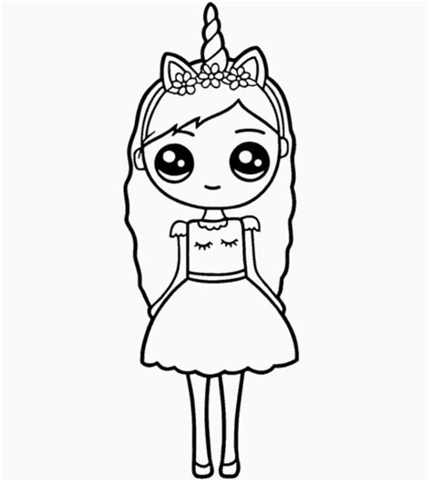 How To Draw A Cute Unicorn Girl Step By Step Kawaii Girl Drawings