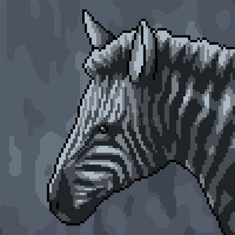 Pixel Art Wild Zebra Portrait Stock Vector Illustration Of Scene