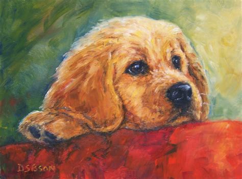 Daily Painting Projects Golden Christmas Puppy Oil