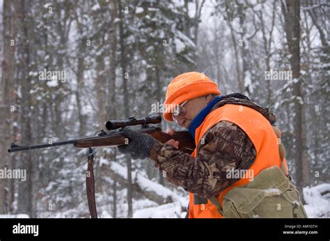 Deer Hunter Aiming Gun In Hi Res Stock Photography And Images Alamy