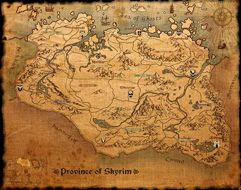 Skyrim And Solstheim Paper Maps By Geevee For Fwmf At Skyrim Special
