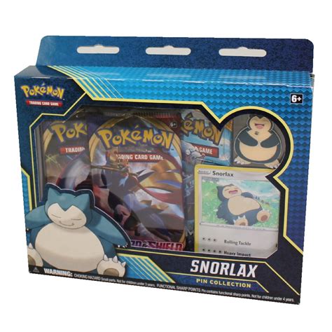 Pokemon Cards Pin Collection Box Snorlax 3 Packs 1 Foil And 1 Pin