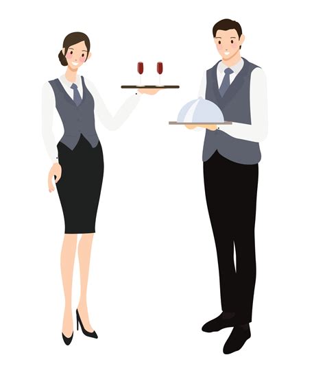 Professional Waiter And Waitress Flat Style Collection 4938233 Vector Art At Vecteezy