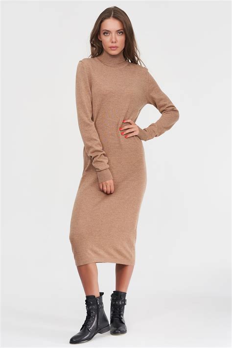 Платье гольф бежевого цвета купить в интернет магазине женской одежды