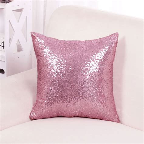 18 Decorative Glitter Sequin Throw Pillow Cover Cushion Covers Pink 1