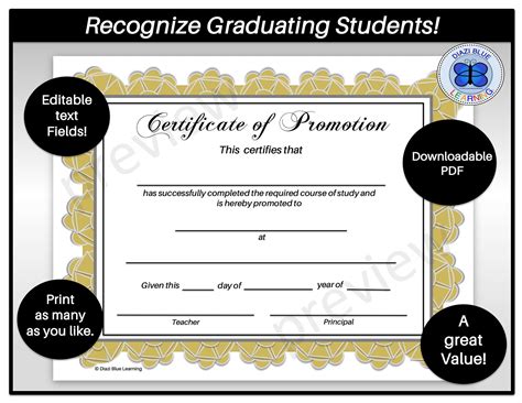 Certificate Of Promotion Certificate Of Completion End Of Etsy