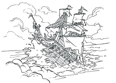 Ship Sunken Drawing Clipart Shipwreck Sinking Ships Coloring Vector