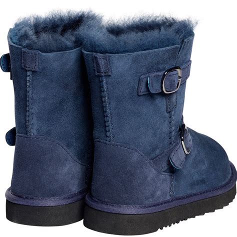 Kirkland Signature Kids Shearling Sheepskin Buckle Boot In Navy Size