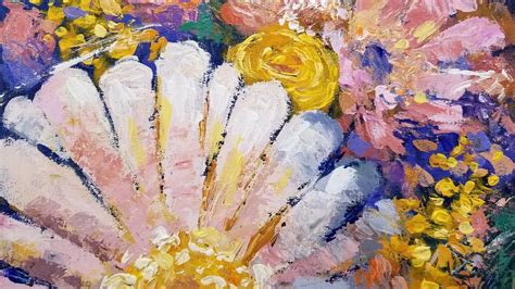 Easy Floral Palette Knife Live Acrylic Painting Tutorial Youtube