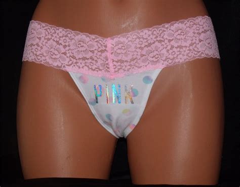 Nwt Victorias Secret Pink Lace Trim Extra Low Rise Thong Ebay