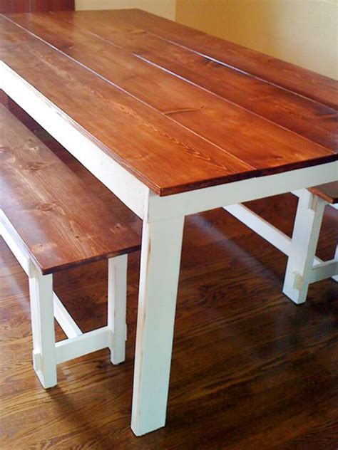 Made of solid pine, this farmhouse table will bring character and depth to any dining room. DIY Farmhouse Benches | HGTV