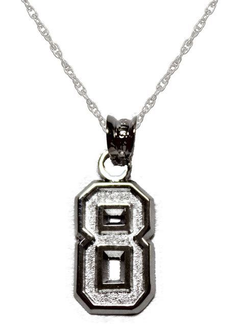 Sterling Silver Number 8 Pendant On Chain Team Number Pendant