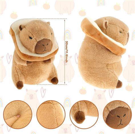 Lindo Peluche De Capybara Con Pan Pulgadas Suave Peluche De