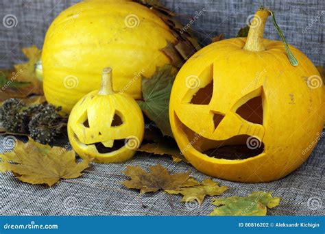 Halloween Pumpkin Leaves Fall Stock Photo Image Of Fear Night 80816202