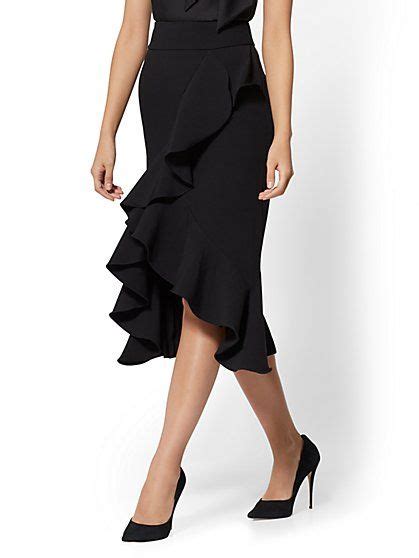 Black Ruffled Wrap Skirt New York And Company In 2021 Ruffle Wrap