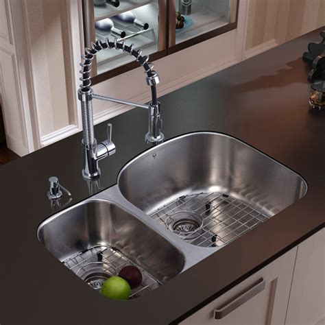 Vigo Undermount Stainless Steel Kitchen Sink Faucet 2 Grids 2