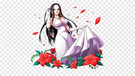 Boa Hancock The Pirate Empress Black Haired Female Anime Character Illustration Png Pngegg