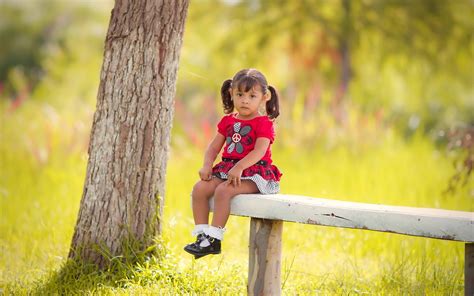 Girl Wearing Pink Floral Short Sitting On White Wooden Bench Hd Wallpaper Wallpaper Flare