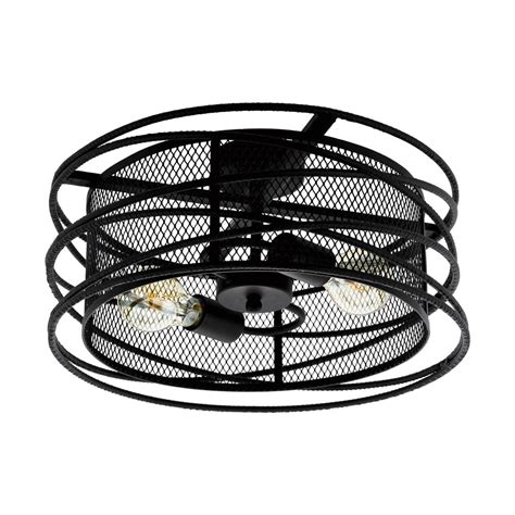 8% coupon applied at checkout save 8% with coupon. Eglo Lighting Blackwater Industrial Semi Flush Ceiling Light In Black Finish With Mesh Shade ...