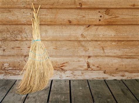 Broom Stock Photo Image Of Grained Natural Board Floor 21418608