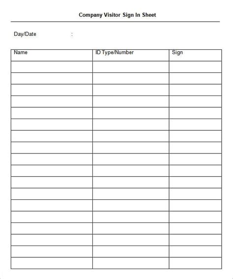 Sign In Sheet Template Free Printable Printable Free Templates