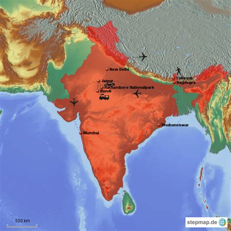 Stepmap India 6oer Reise Landkarte Für Indien