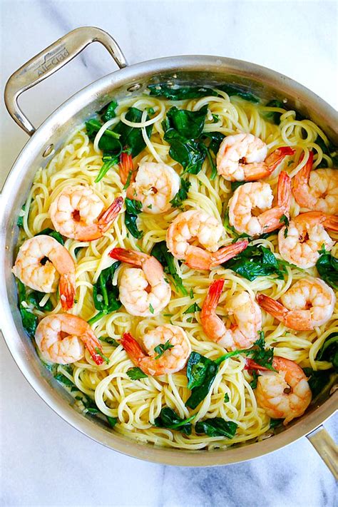 Impress your guests with this deceptively simple saute of butter, garlic, wine, parmesan cheese and shrimp. Creamy Shrimp Pasta | Easy Delicious Recipes