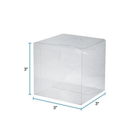 Houseables Clear Favor Boxes Plastic T Box 3x3x3 Inch 50 Pack