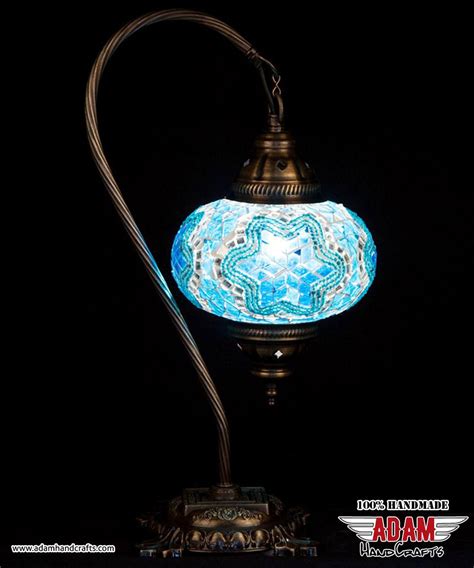 Swan Neck Mosaic Table Lamp Turquoise Model Large Mosaic Lamps