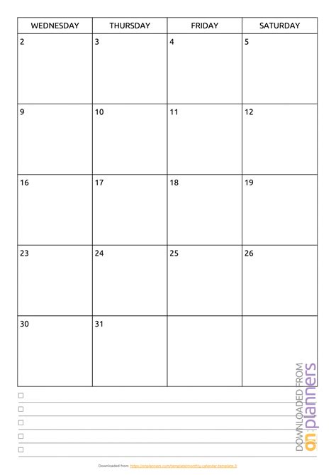 Blank Undated Calendar Template Calendar Printable Free Free