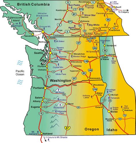 Map Washington And Oregon