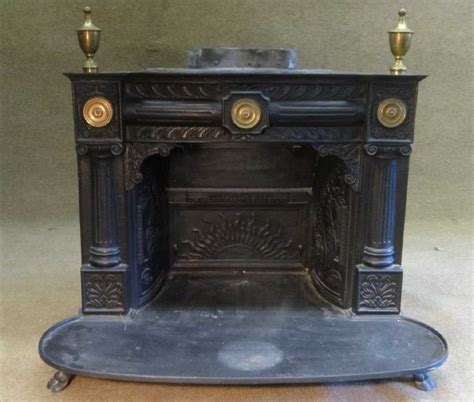 c 1870 cast iron franklin stove fireplace