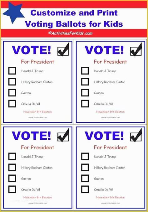 Free Voting Form Template Of Free Printable Voting Ballots For Kids