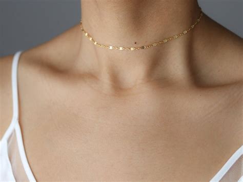 Dainty Gold Choker Necklace Gold Chain Choker Delicate Gold Shimmer