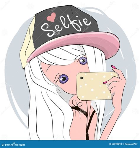 girl makes selfie stock vector image 62393293